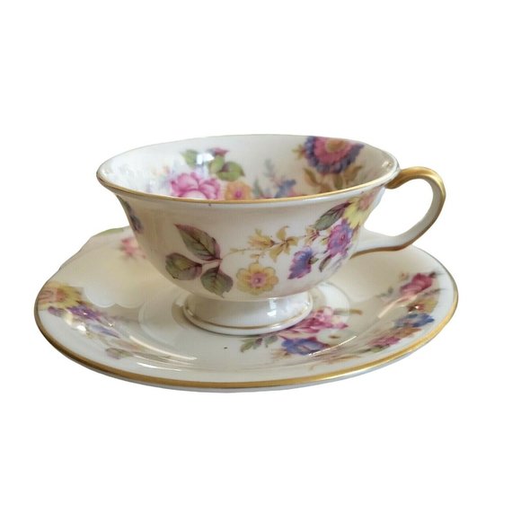 Castleton China USA Sunnybrooke Footed Cup and Saucer Set Vintage 1950s - Picture 3 of 12